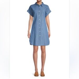 Andrea Blue Short‎ Sleeve Button Down Shirtdress. Size M (D)